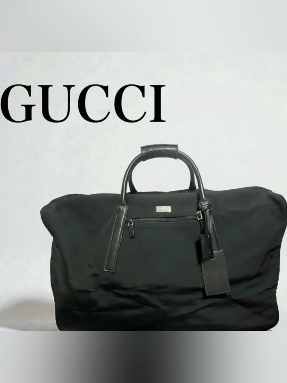 Gucci Black Nylon & Leather Travel Boston Bag Silver Hardware Vintage 🧳